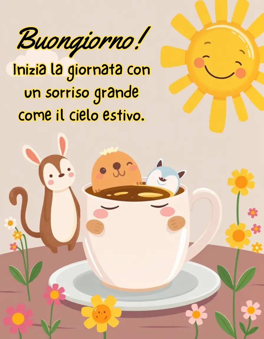 Buongiorno! Inizia la giornata con un sorriso grande come il cielo estivo